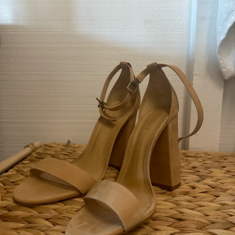 Elegant Tan Block Heel Sandals-Schutz